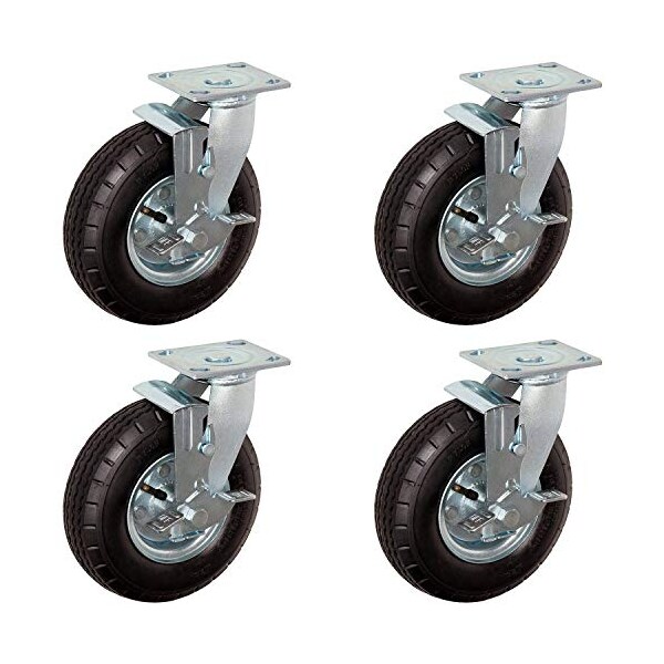 10"x3.5" Swivel of 4 Set Pneumatic Caster, 4 PLY, 350 LBS PER 140